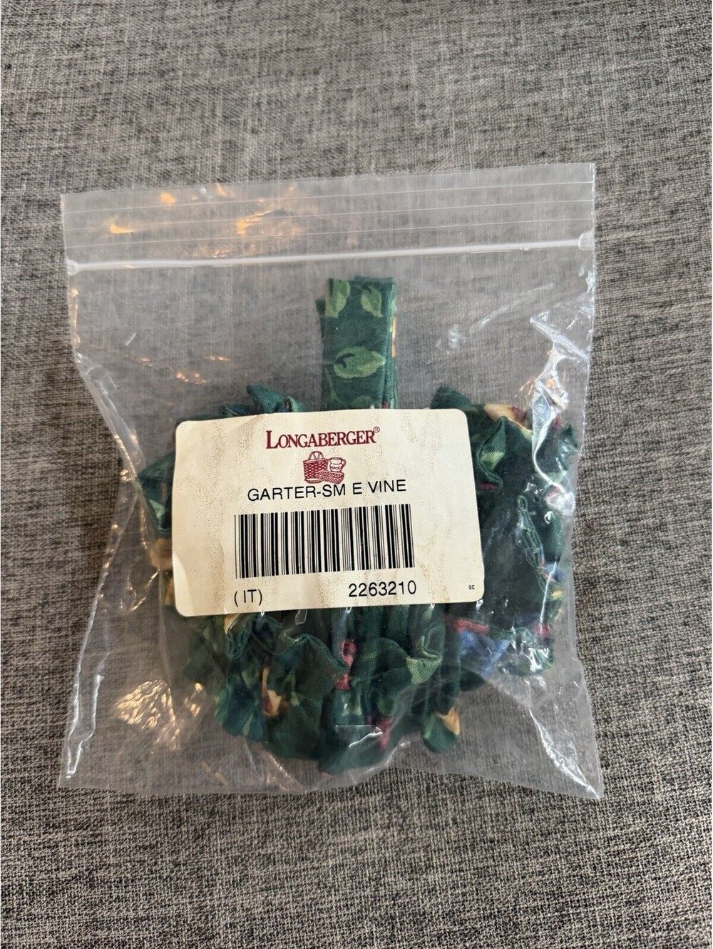 Longaberger Small Garter In Emerald Vine New In Package Green Floral